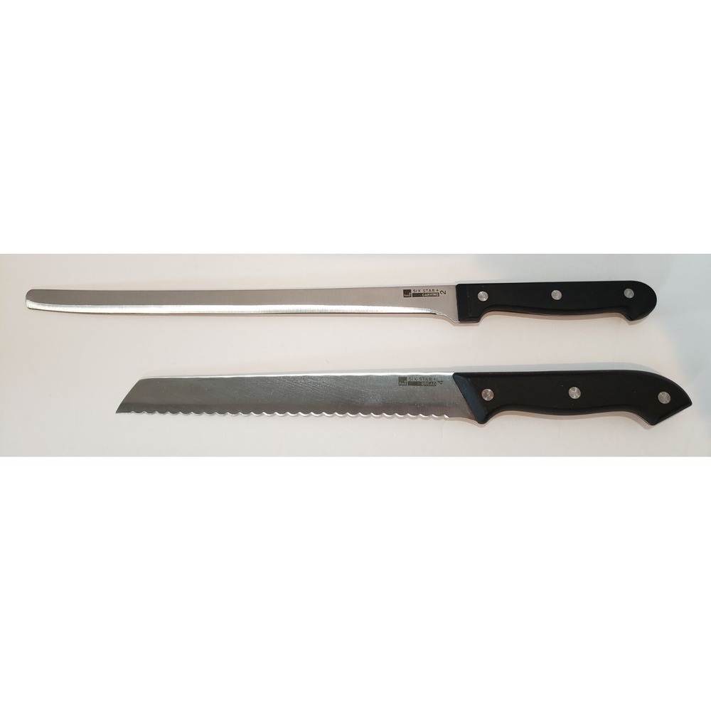 Ronco Showtime Six Star Stainless Steel Knives Carving #2 Bread #4‎ Set Of 2